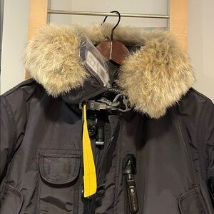 Parajumpers Dark Gray Jacket with Fur Hood